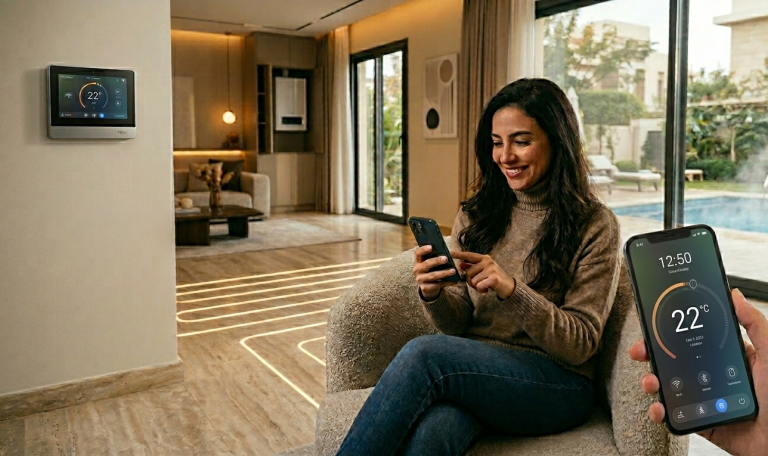 التحكم عن بعد في أنظمة التدفئة المركزية في مصر | مميزات الثيرموستات الذكي